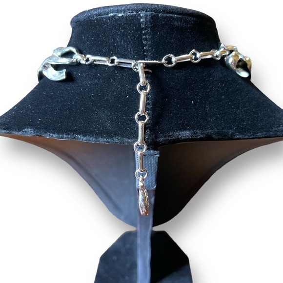 Coro VTG Silver Tone S Link Fashion Necklace Collar Chocker Signed 13 to 17 in - Picture 5 of 9